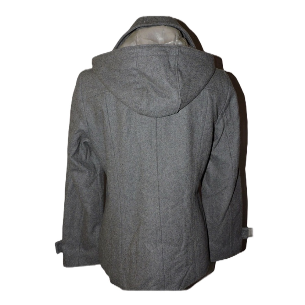 Calvin Klein Coat Gray Wool Blend Hooded Peacoat 6 - Picture 2 of 5